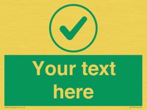 Custom green background, green tick in circle sign